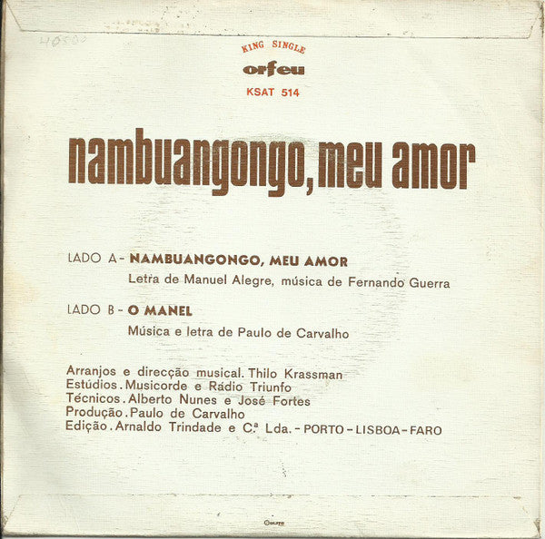 Paulo De Carvalho - Nambuangongo, Meu Amor