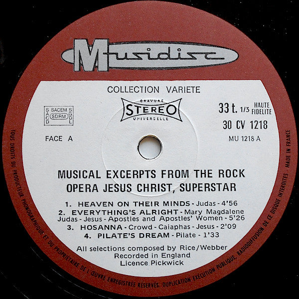 Andrew Lloyd Webber And Tim Rice - Jesus Christ Superstar - Excerpts From The Rock Opera
