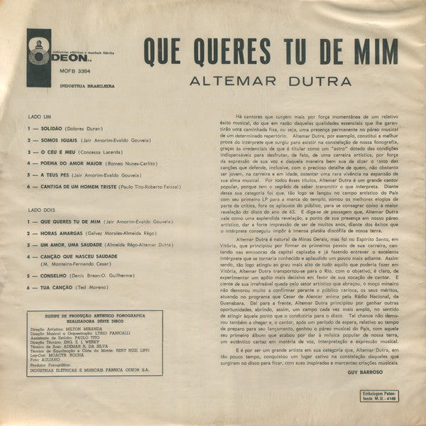 Altemar Dutra - Que Queres Tu De Mim