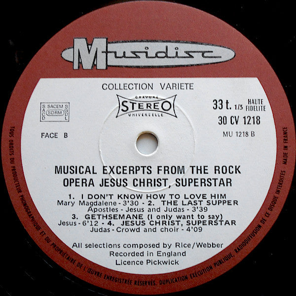 Andrew Lloyd Webber And Tim Rice - Jesus Christ Superstar - Excerpts From The Rock Opera