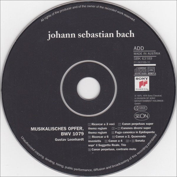 Johann Sebastian Bach - Kuijkens • Robert Kohnen • Gustav Leonhardt - Musikalisches Opfer, BWV 1079