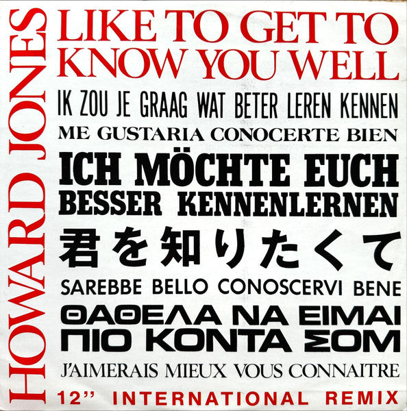 Howard Jones - Like To Get To Know You Well