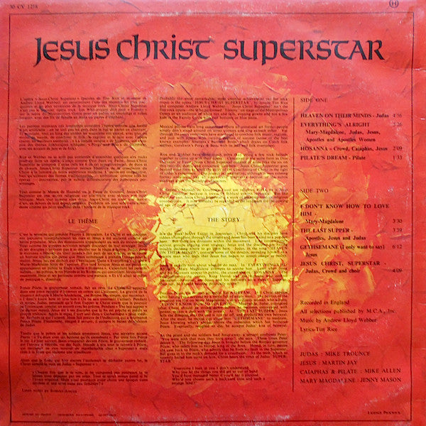 Andrew Lloyd Webber And Tim Rice - Jesus Christ Superstar - Excerpts From The Rock Opera