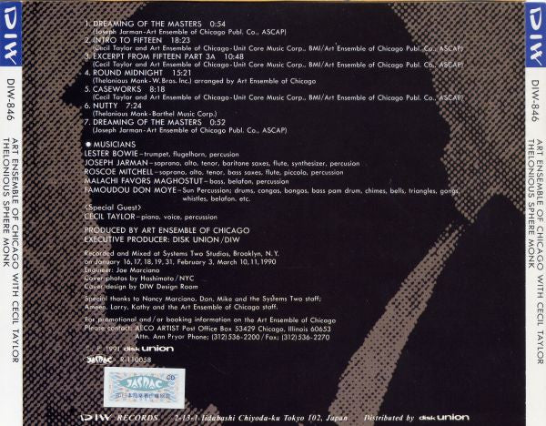 The Art Ensemble Of Chicago With Cecil Taylor - Thelonious Sphere Monk: Dreaming Of The Masters Vol.2