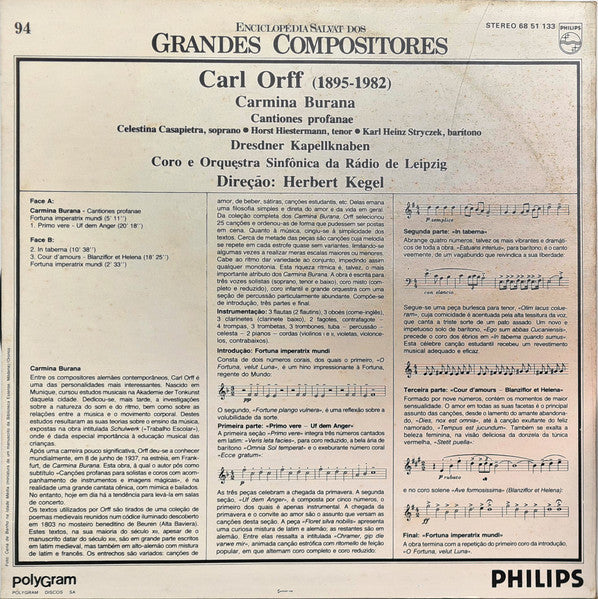 Carl Orff - Herbert Kegel, Rundfunk-Sinfonie-Orchester Leipzig, Dresdner Kapellknaben, Celestina Casapietra, Horst Hiestermann, Karl-Heinz Stryczek - Carmina Burana