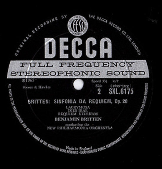 Benjamin Britten, Peter Pears, Dietrich Fischer-Dieskau, London Symphony Orchestra & London Symphony Chorus, New Philharmonia Orchestra - Cantata Misericordium / Sinfonia Da Requiem