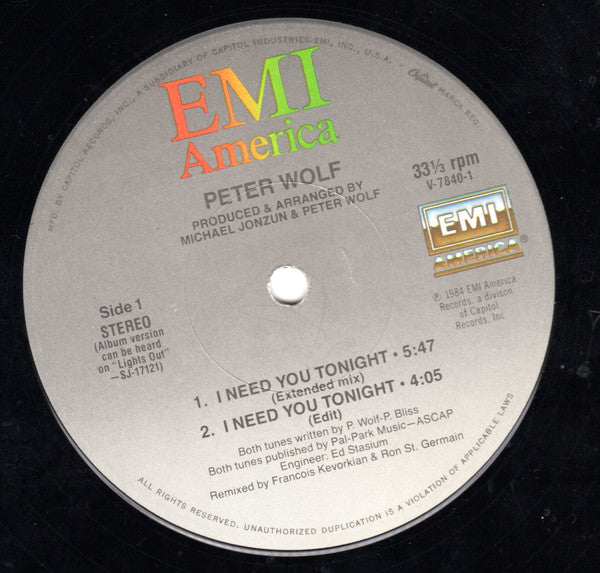 Peter Wolf - I Need You Tonight