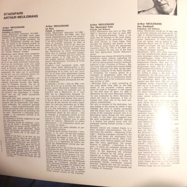Arthur Meulemans / Jef Maes / Jef Van Hoof - Stadspark / Concertante Ouverture / Sinfonietta