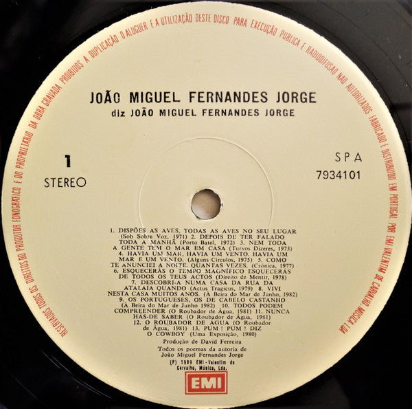 João Miguel Fernandes Jorge - Diz João Miguel Fernandes Jorge