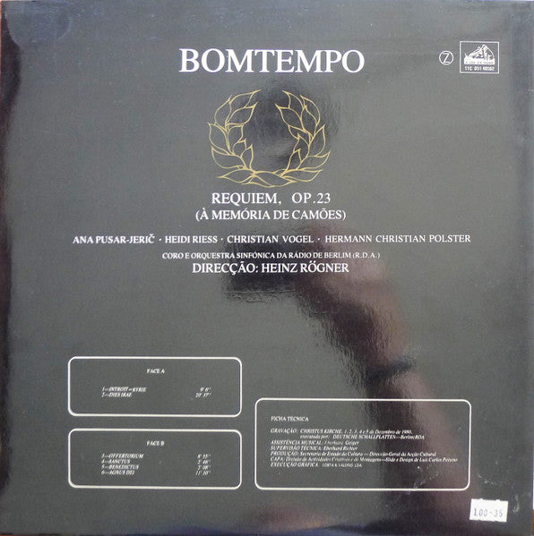 João Domingos Bomtempo – Ana Pusar Jerič, Heidi Rieß, Christian Vogel (3), Hermann Christian Polster, Rundfunkchor Berlin e Rundfunk-Sinfonieorchester Berlin, Heinz Rögner - Requiem, Op. 23 (À Memória De Camões)
