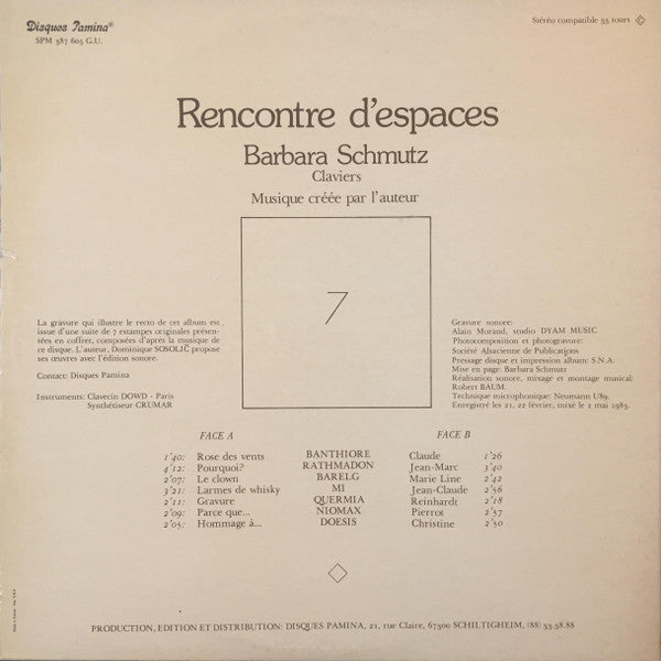 Barbara Schmutz - Rencontre D'espaces