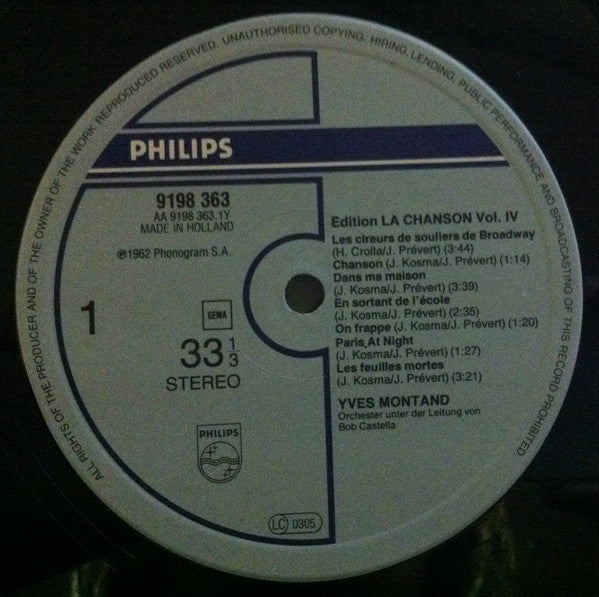 Yves Montand - Edition La Chanson Vol. IV