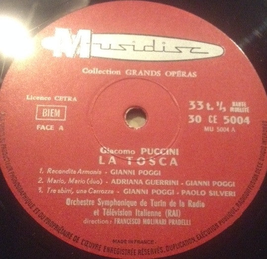 Giacomo Puccini, Francesco Molinari-Pradelli, Paolo Silveri, Gianni Poggi, Adriana Guerrini, Orchestra Sinfonica Nazionale Della RAI - La Tosca