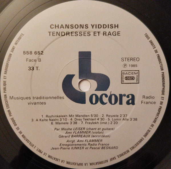 Ami Flammer / Moshe Leiser / Gérard Barreaux - Chansons Yiddish : Tendresses Et Rage