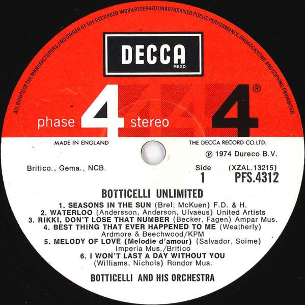 Botticelli And His Orchestra - Botticelli Unlimited