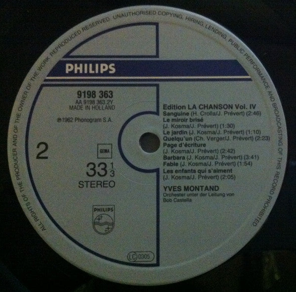 Yves Montand - Edition La Chanson Vol. IV