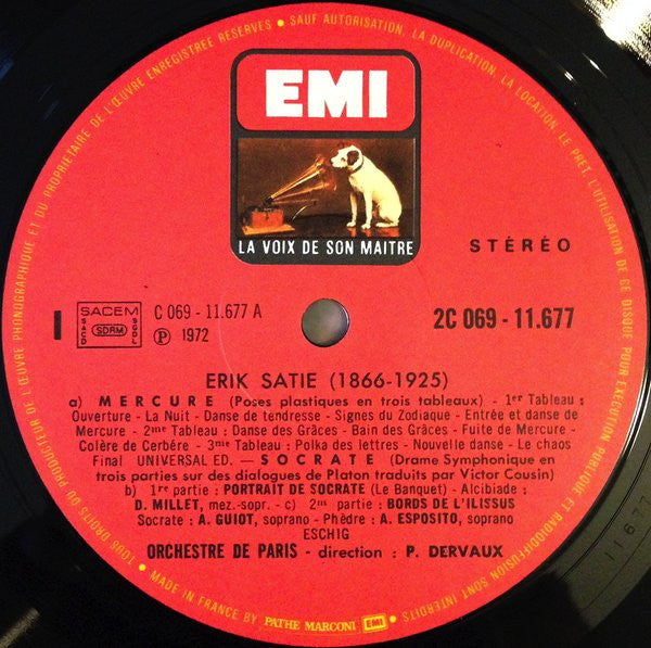 Erik Satie — Mady Mesplé, Danielle Millet, Andréa Guiot, Andrée Esposito, Orchestre De Paris / Pierre Dervaux (2) - Mercure-Socrate