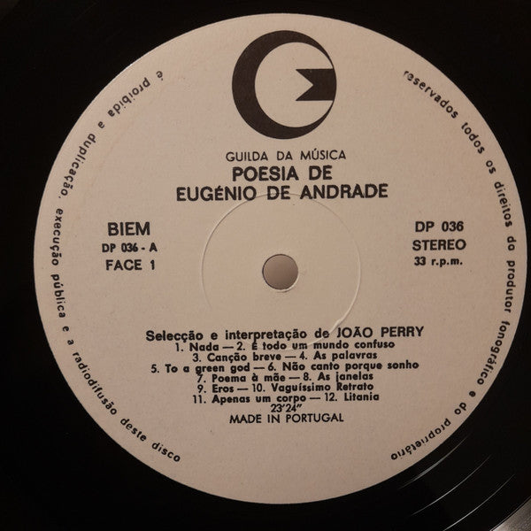 Eugénio De Andrade - João Perry - Eugénio De Andrade - Selecção E Interpretação De João Perry