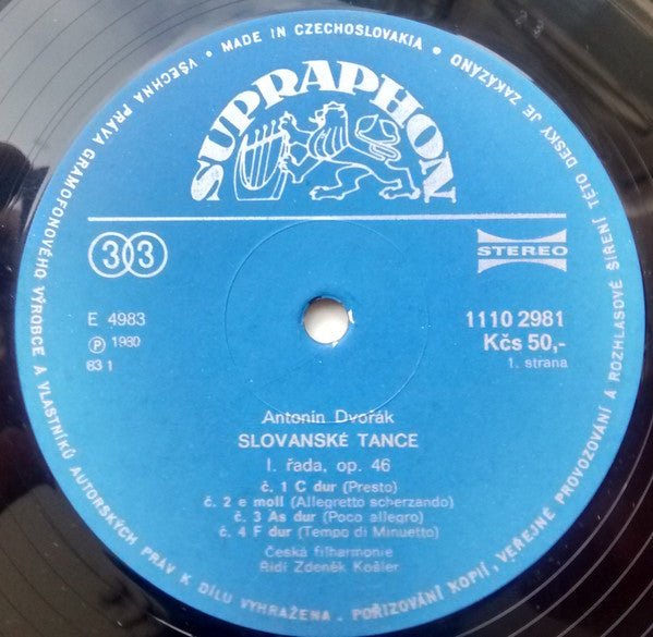 Antonín Dvořák, The Czech Philharmonic Orchestra, Zdeněk Košler - Slovanské Tance (Slavonic Dances / Slawische Tänze / Danses Slaves)