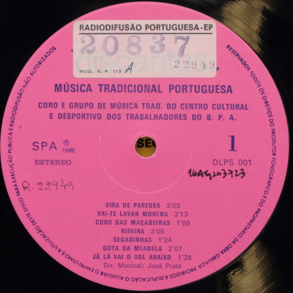 Coro E Grupo De Música Tradicional Do Centro Cultural E Desportivo Dos Trabalhadores Do Banco Português Do Atlântico - Música Tradicional Portuguesa