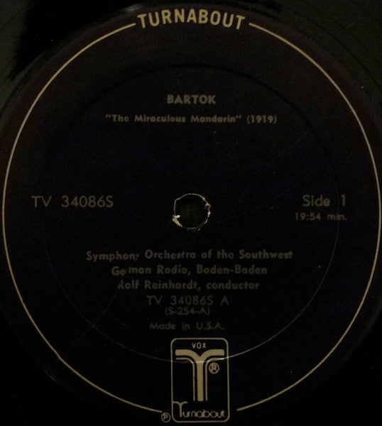 Béla Bartók, Südwestfunkorchester Baden-Baden, Rolf Reinhardt - The Miraculous Mandarin / The Wooden Prince