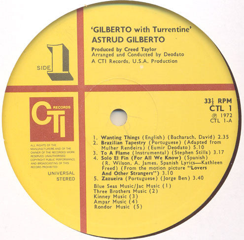 Astrud Gilberto - Gilberto With Turrentine