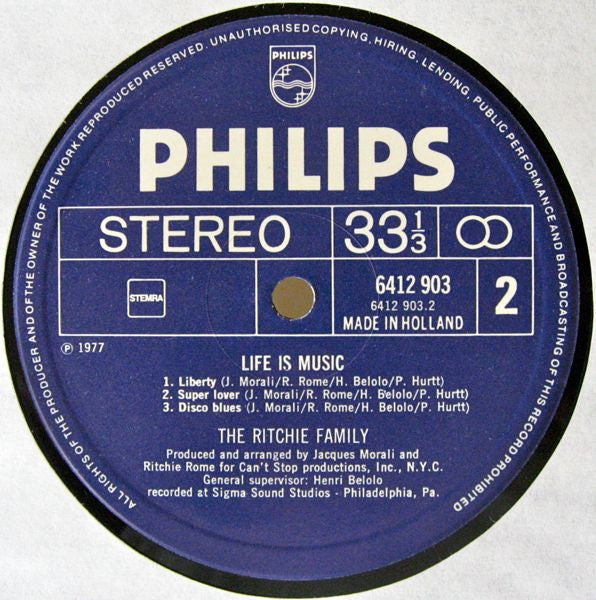 The Ritchie Family - Life Is Music