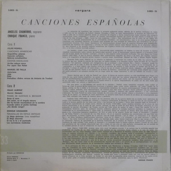 Ángeles Chamorro, Enrique Franco (2) - Canciones Españolas
