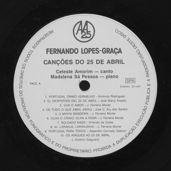 Fernando Lopes-Graça - Celeste Amorim, Madalena Sá Pessoa - Canções Do 25 De Abril E 13 Canções Heróicas