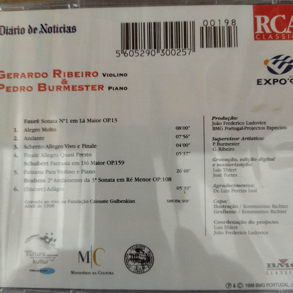 Gabriel Fauré / Franz Schubert / Johannes Brahms - Gerardo Ribeiro & Pedro Burmester - Sonata Nº1 Em Lá Maior Op.13