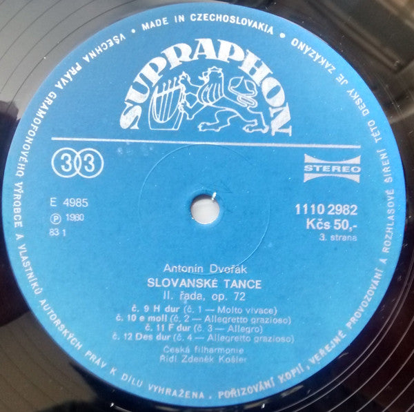 Antonín Dvořák, The Czech Philharmonic Orchestra, Zdeněk Košler - Slovanské Tance (Slavonic Dances / Slawische Tänze / Danses Slaves)