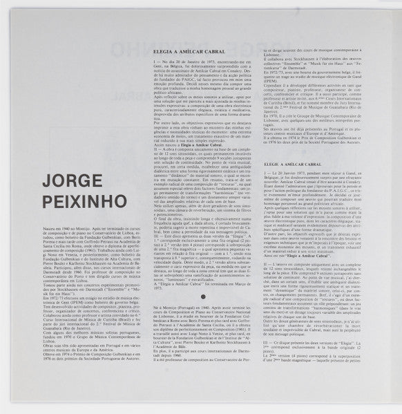 Jorge Peixinho - Elegia A Amílcar Cabral
