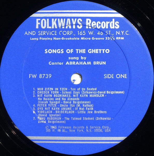 Cantor Abraham Brun - Songs Of The Ghetto