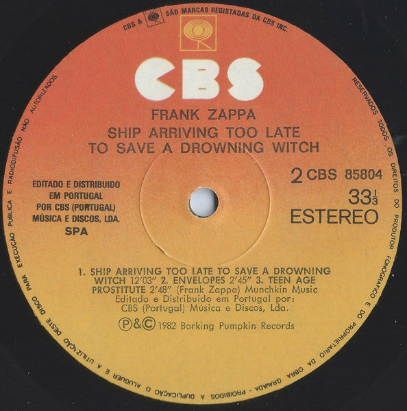 Frank Zappa - Ship Arriving Too Late To Save A Drowning Witch