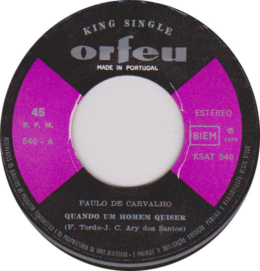 Paulo De Carvalho - Quando Um Homem Quiser
