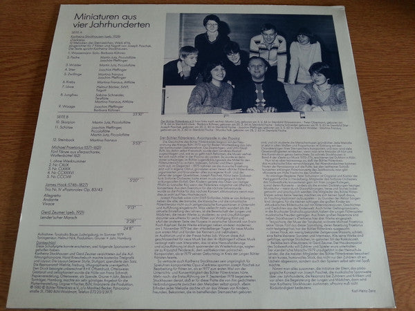 Bühler Flötenkreis, Karlheinz Stockhausen, Michael Praetorius, James Hook, Gerd Zeumer - Miniaturen Aus Vier Jahrhunderten