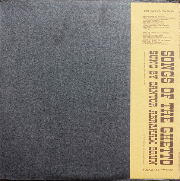 Cantor Abraham Brun - Songs Of The Ghetto