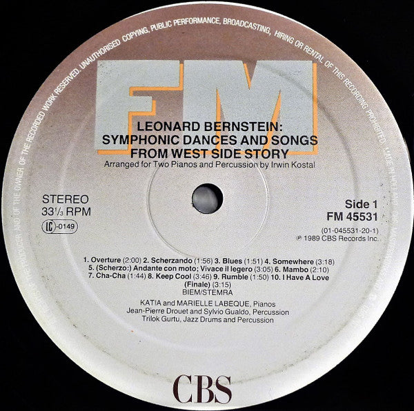 Leonard Bernstein, Katia Et Marielle Labèque - West Side Story - Symphonic Dances And Songs