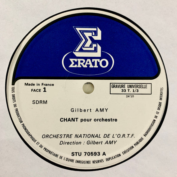 Orchestre National De L'ORTF, Gilbert Amy, Gérard Jarry - Chant / Trajectoires Pour Violon & Orchestre
