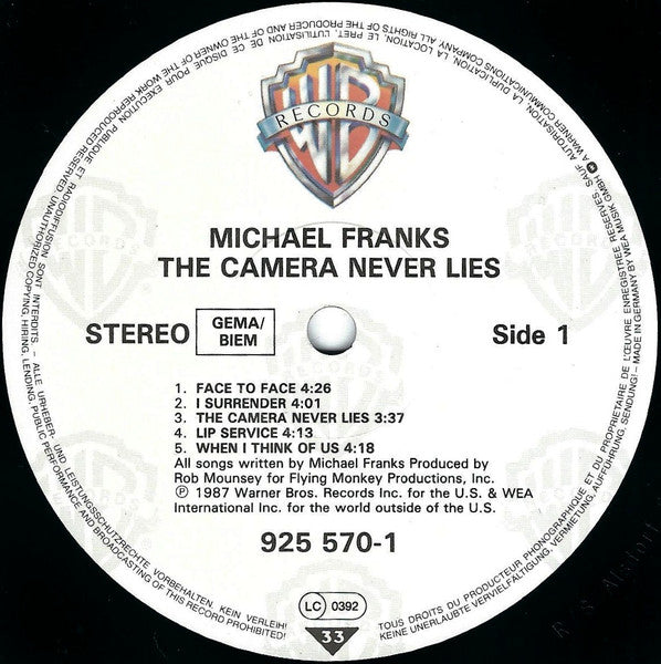 Michael Franks - The Camera Never Lies