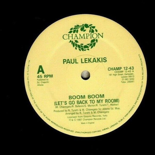 Paul Lekakis - Boom Boom (Let's Go Back To My Room)