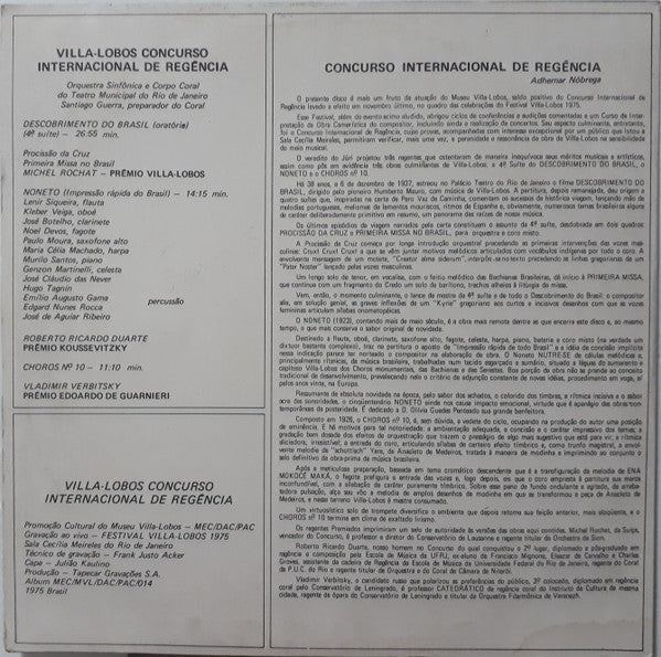 Heitor Villa-Lobos, Orquestra Do Teatro Municipal Do Rio De Janeiro, Coro Do Teatro Municipal Do Rio De Janeiro, Santiago Guerra - Villa-Lobos Concurso Internacional De Regência - 1975
