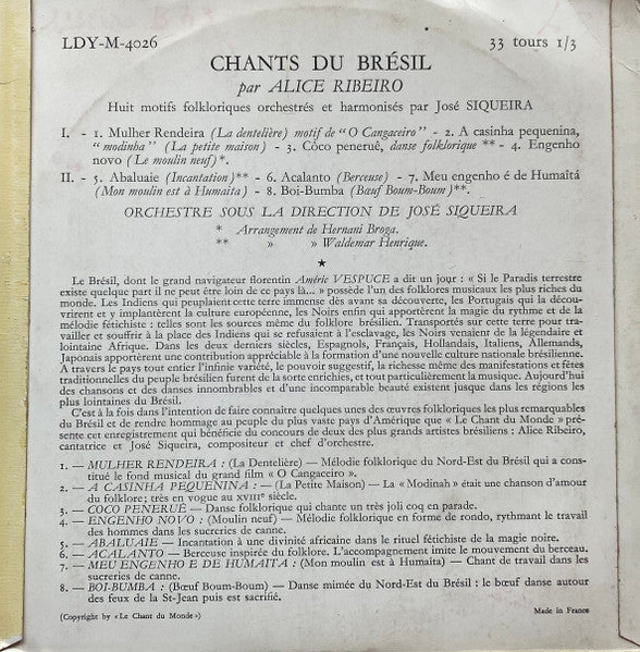 Alice Ribeiro - Chants Du Brésil