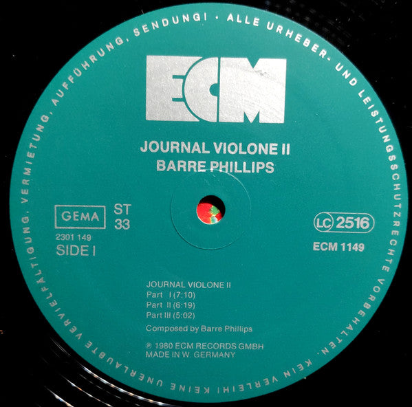 Barre Phillips - Journal Violone II