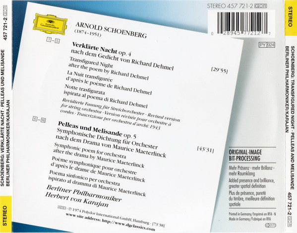 Arnold Schoenberg – Berliner Philharmoniker, Herbert von Karajan - Verklärte Nacht = Transfigured Night / Pelleas Und Melisande