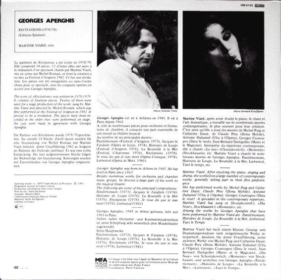 Georges Aperghis - Martine Viard - Récitations