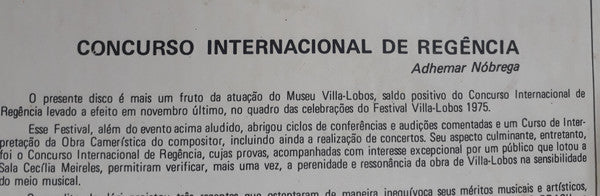 Heitor Villa-Lobos, Orquestra Do Teatro Municipal Do Rio De Janeiro, Coro Do Teatro Municipal Do Rio De Janeiro, Santiago Guerra - Villa-Lobos Concurso Internacional De Regência - 1975
