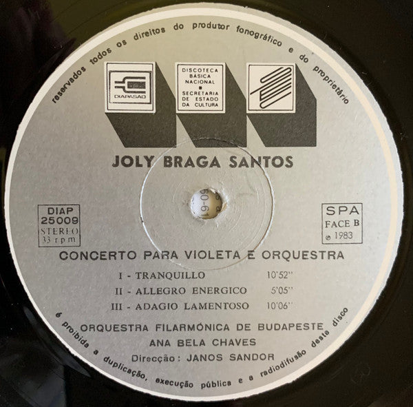 Joly Braga Santos, Ana Bela Chaves, The Budapest Philharmonic Orchestra, Janos Sandor - Divertimento N.º 1 / Concerto Para Violeta E Orquestra