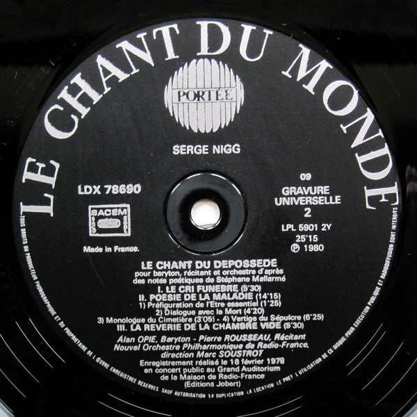 Serge Nigg - Jérôme Bosch-Symphonie / Le Chant Du Dépossédé