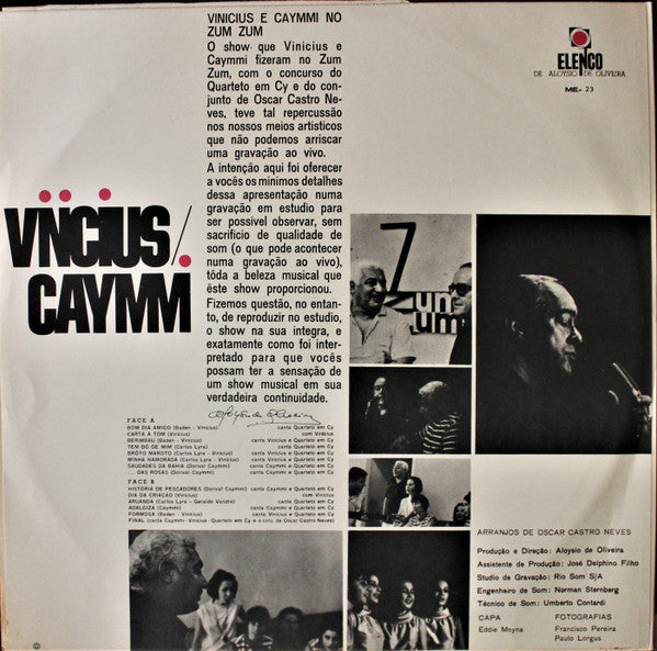 Vinicius De Moraes / Dorival Caymmi Com o Quarteto Em Cy e o Conjunto Oscar Castro Neves - No Zum Zum